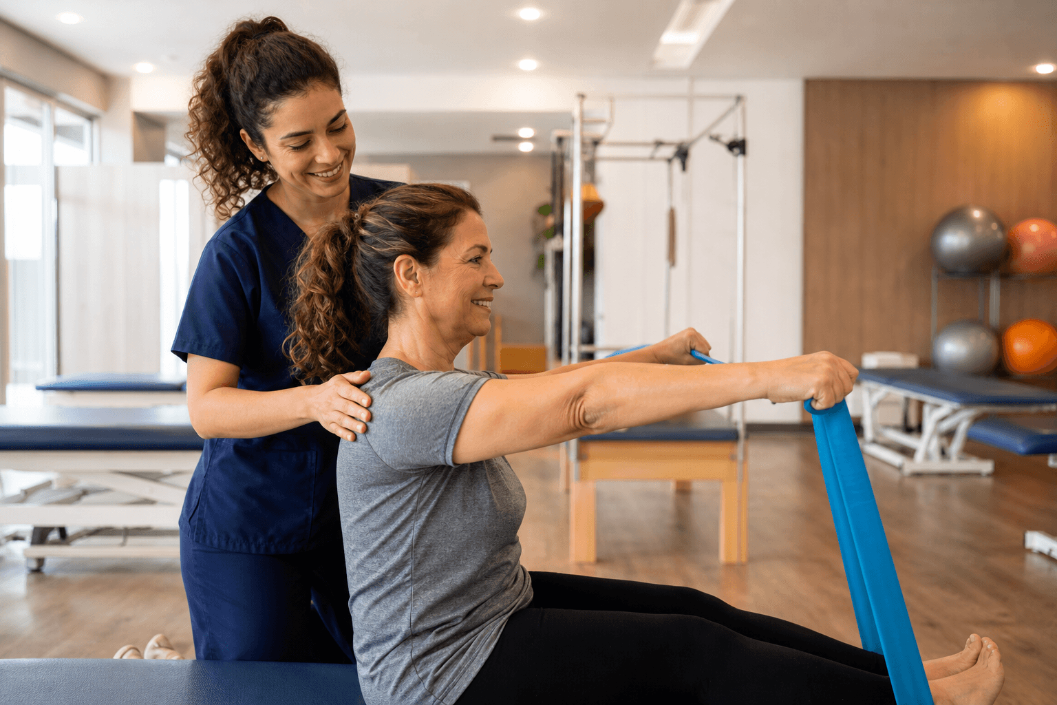 Box de fisioterapia preparado para a próxima sessão